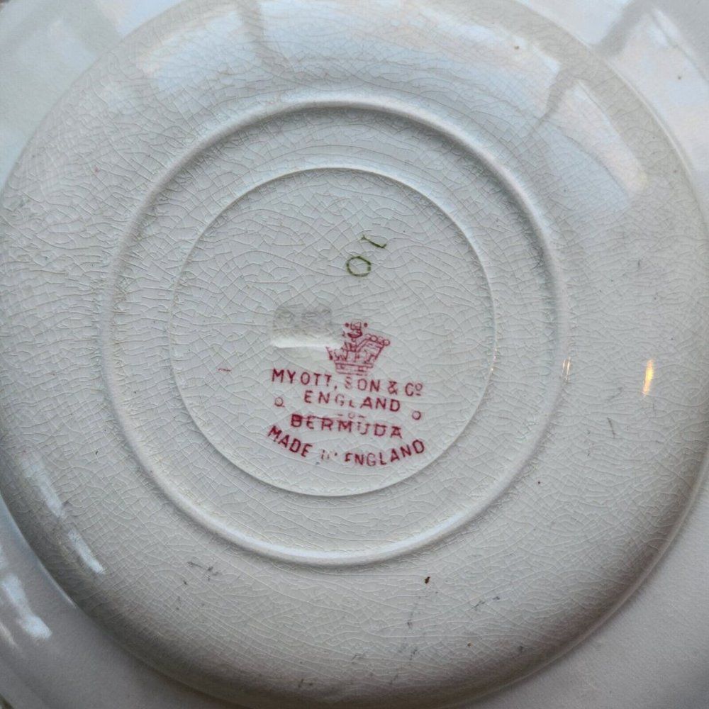 2 Myott Son and Company England Pink Bermuda Rose Chintz Rimmed Soup Bowls - Picture 4 of 7
